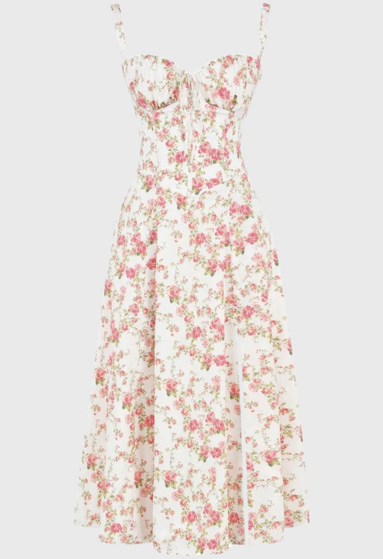 Carmea - Florales Bustierkleid mit Taillenformung