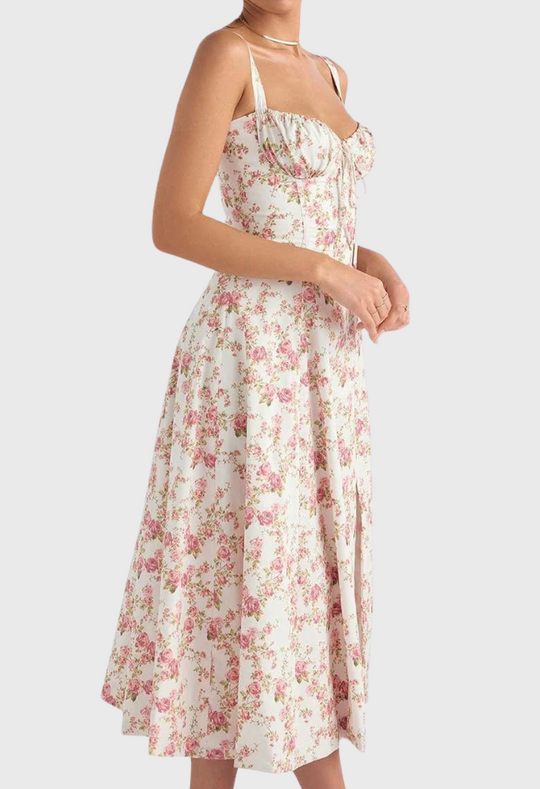 Carmea - Florales Bustierkleid mit Taillenformung