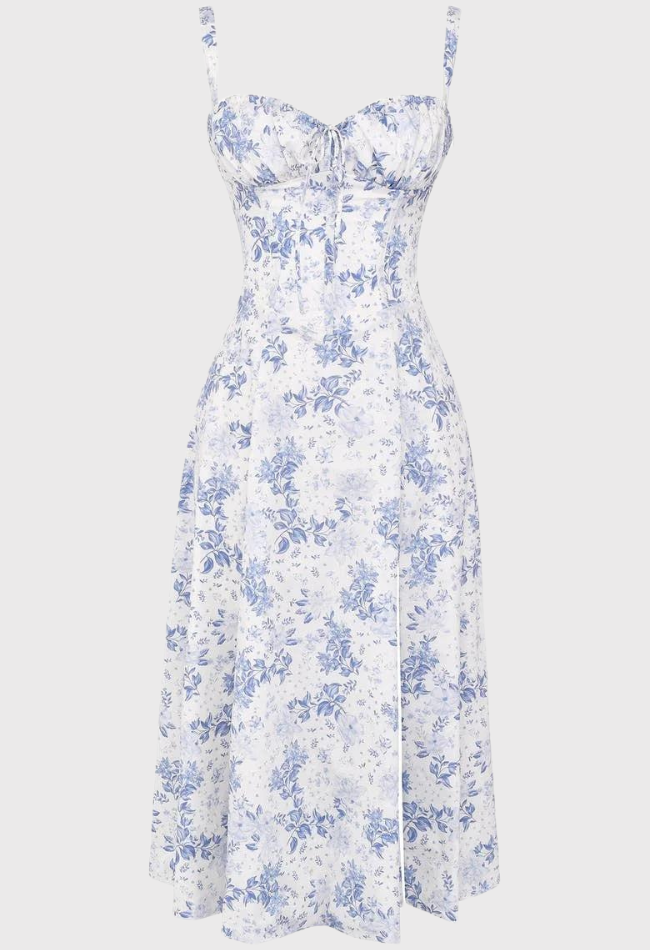 Carmea - Florales Bustierkleid mit Taillenformung