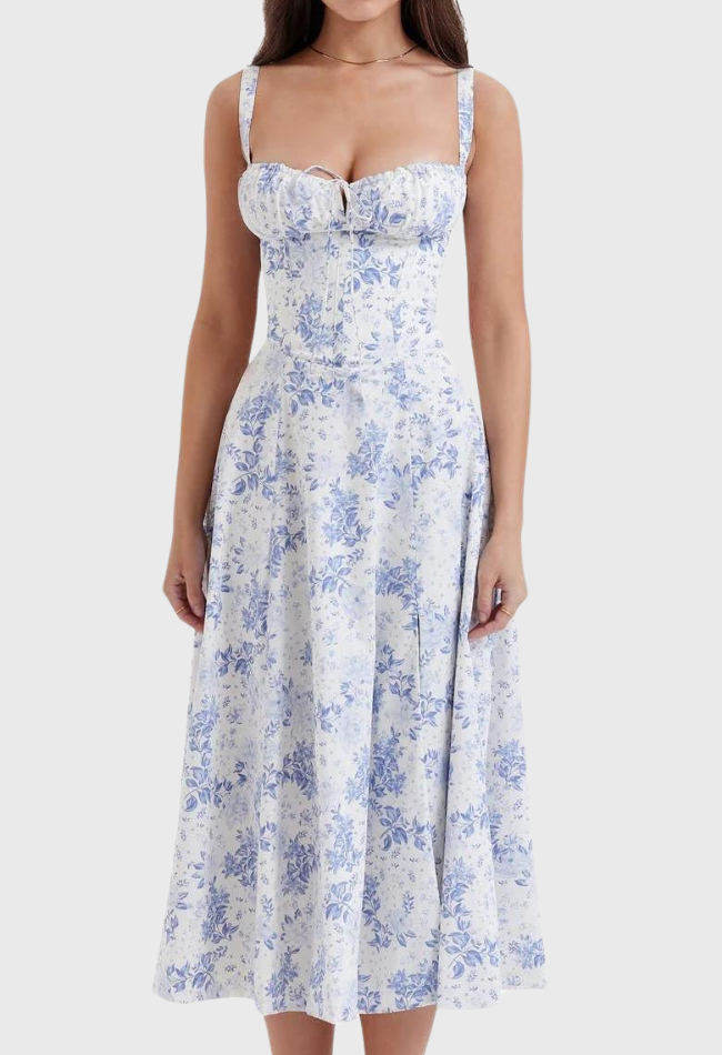 Carmea - Florales Bustierkleid mit Taillenformung