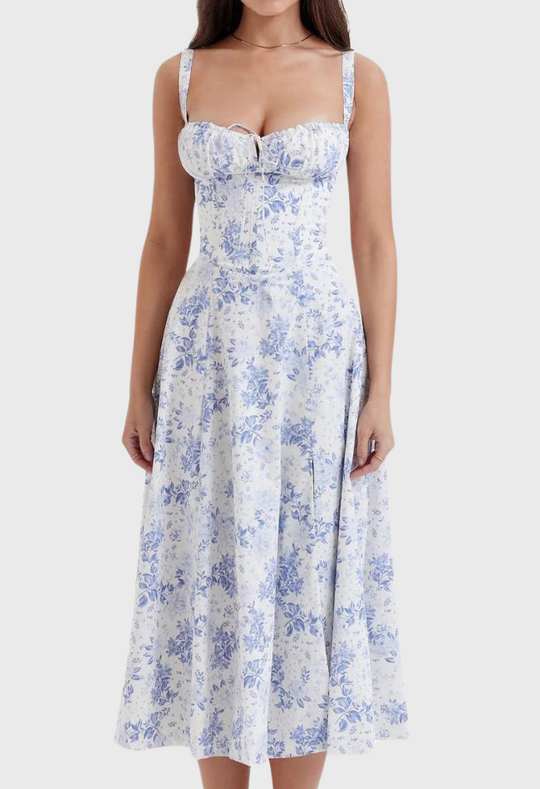 Carmea - Florales Bustierkleid mit Taillenformung